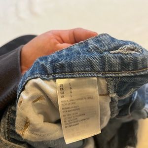 Large distressed American eagle overalls